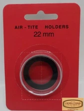 22mm AIRTITE COIN HOLDER CAPSULE BLACK RING- GOLD 1/4oz, 20C, 1/2C -#10,330