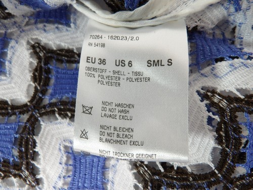 Sonia Bogner Womens 6 Lace Blouse Top Crochet White Black Blue Cut Out READ - Picture 7 of 15