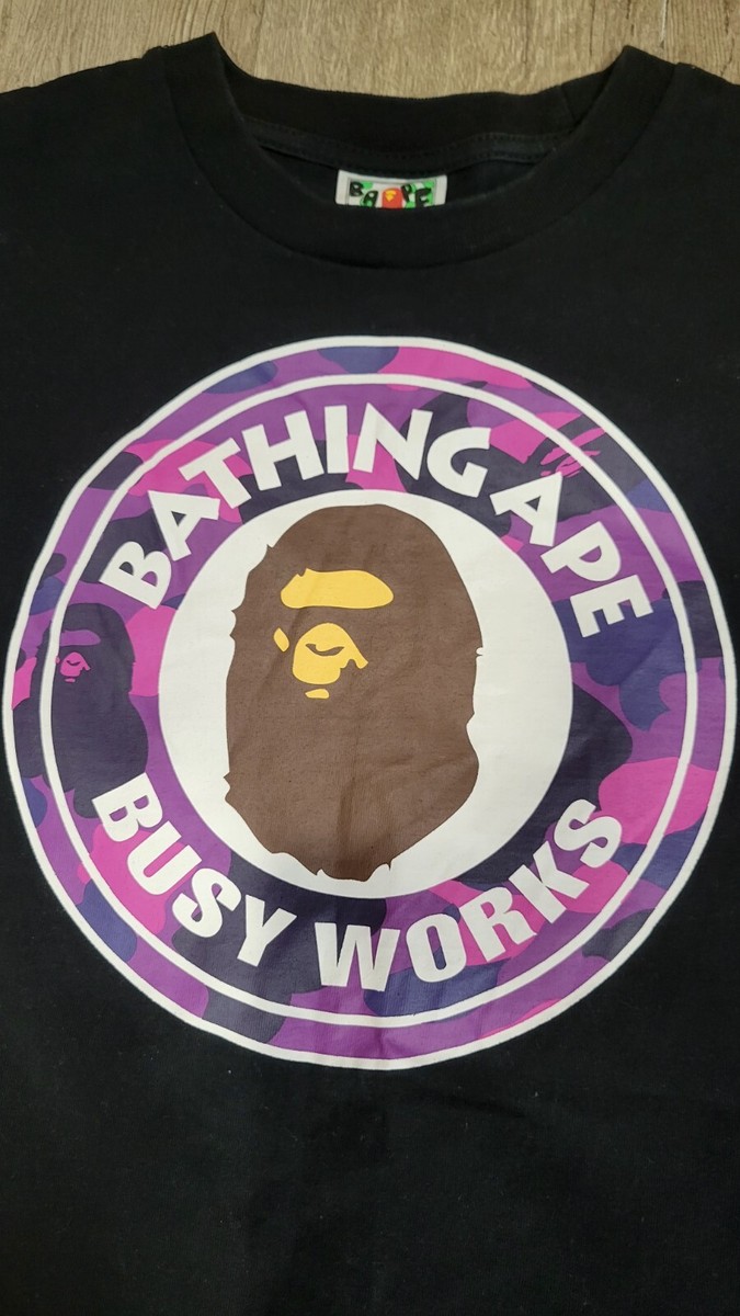 Bape A Bathing Ape T Shirt Busy Works Purple Camo & BAPE