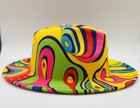 Fedora Hat Mixed Colorful Prints Snazzy Jazzy Exotic Wild Bright Rare — photo 3