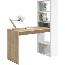 Scrivania 120x53x144 cm con libreria 144 cm in rovere canadese e bianco opaco -