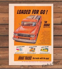 Dodge 59 Sweptline Pickup Truck Loaded For Go Orange Truck Print Ad 1959 1950s
