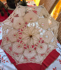 Künstlerpuppen Sonnenschirm beige Spitze Holz Puppen wie Levenig Peter-Leicht