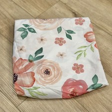 Sweet JoJo Designs Watercolor Floral Peach and Green Collection Crib Sheet