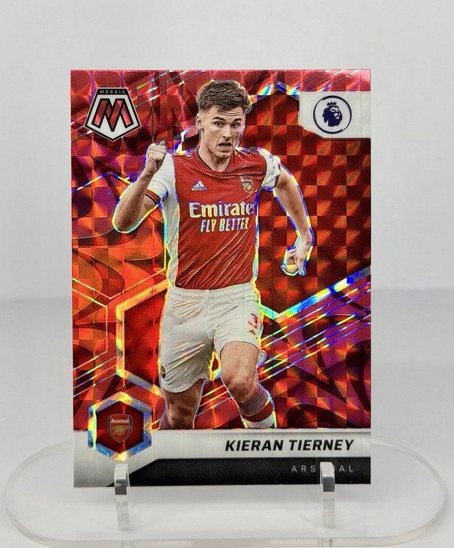 2021-22 Panini Mosaic Premier League Red Mosaic Prizm Kieran Tierney #66 3l b11a