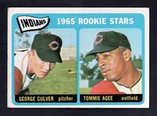 1965 Topps Baseball Card #166 ndians Rookie Stars G. Culver Tommie Agee RC EX-MT. rookie card picture