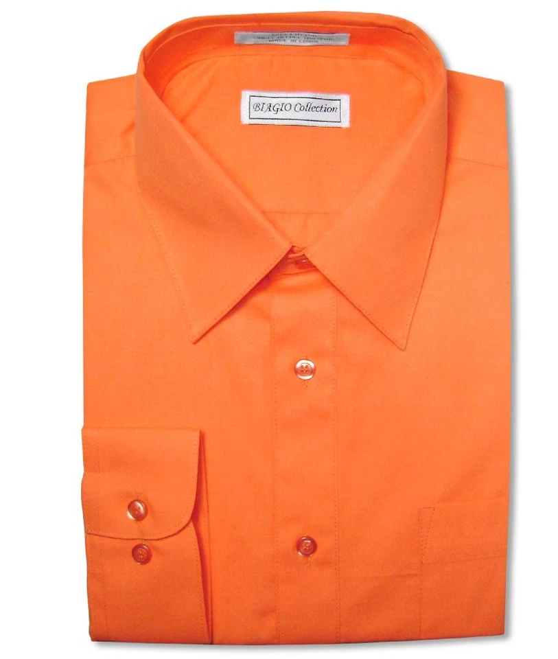 Camisa de vestir Biagio para hombre 100 % ALGODÓN color NARANJA QUEMADO liso talla 18,5 36/37 Foto 2 de 4