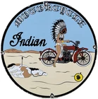 VINTAGE INDIAN MOTORCYCLES PORCELAIN SIGN DEALERSHIP MOTOR BIKE HARLEY GAS OIL