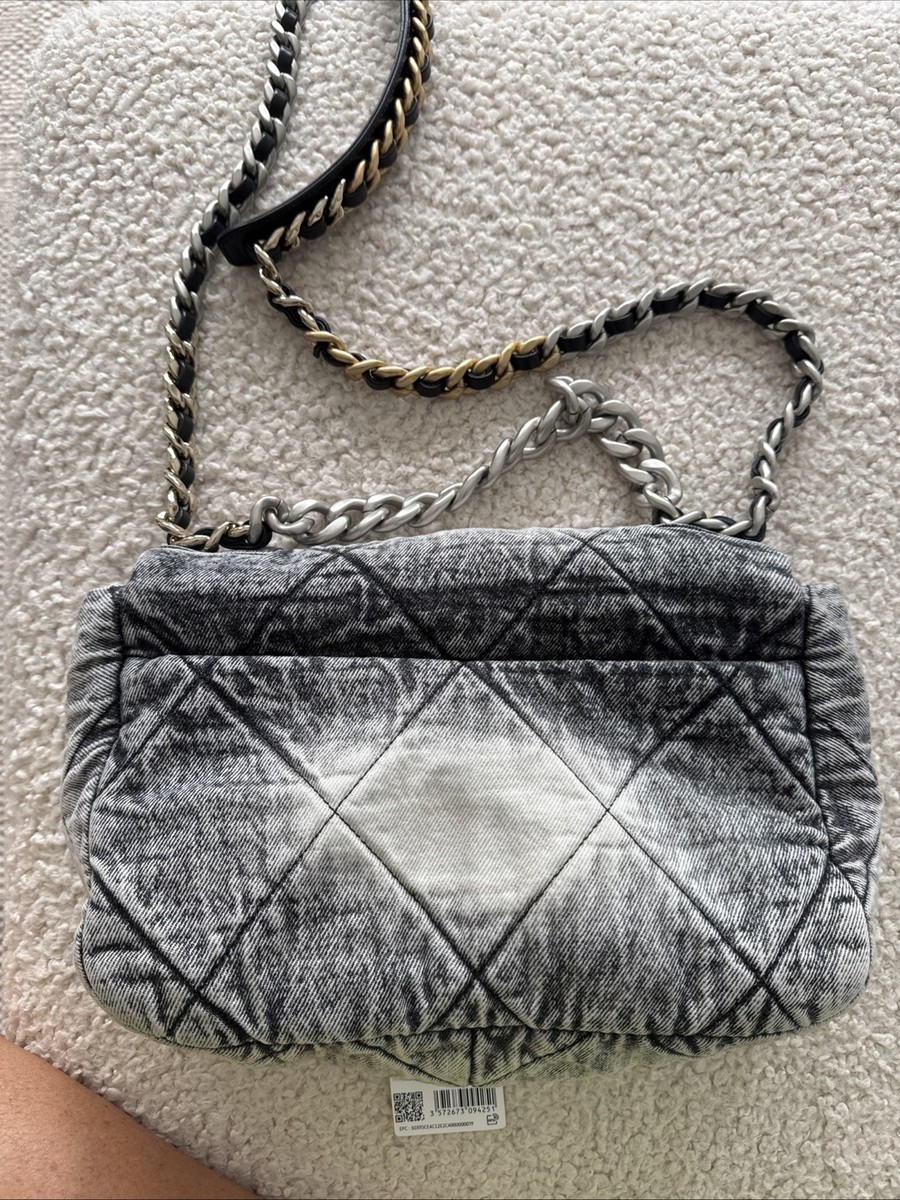 Chanel 19 Denim Handbag Mix Finition S2 Light Gray/black | eBay