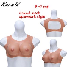 B-G Cup Soft Liquid Silicone Breast Forms Lightweight Round Neck Hollow Design