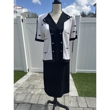 Vintage 70s Frances Brewster Knit Set Midi Skirt Shoulder Pad Blouse Top Retro 4