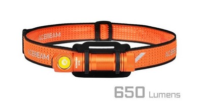 New ACEBEAM H16 Orange USB Rechargeable 650 Lumens LED Headlamp Headlight