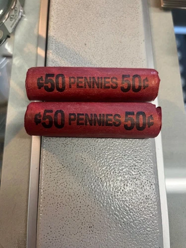 1954s uncirculated penny roll of 50 coins