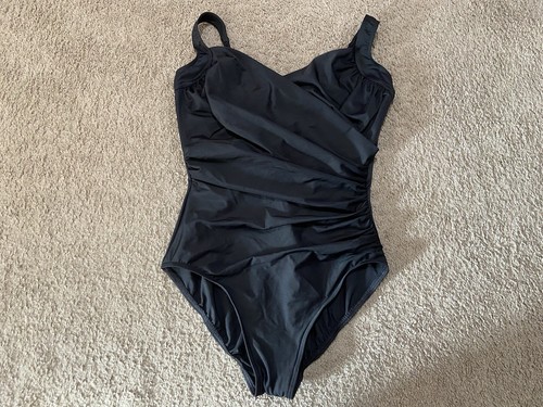 Miraclesuit Sanibel Black One Piece Swimsuit Size 14DDD Underwired Tummy Control