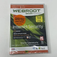 Webroot Secure Anywhere Internet Security 3 Devices PC MAC Mobile iOS Sealed