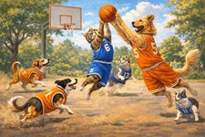 NEW Custom Premium Printed 4x6 Postcard Basketball Cats vs Dogs Match Madness 