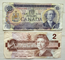 CANADA  2 BANKNOTES  2 DOLLARS 1988, 10 DOLLARS  1971 COMBINE SHIPPING