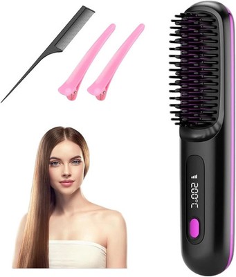 Go Brush Pro Kabellose Haarglätter Bürste Tragbar Wiederaufladbar Beheizt St...