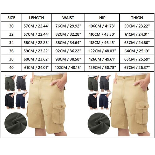 Mens Cargo Combat Shorts Casual Work Wear 100% Cotton Cargo Half Pants Outdoor - Picture 2 of 30
