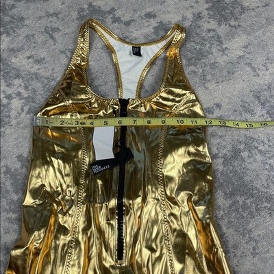 NWT Lisa Marie Fernandez Jasmine Maillot Zip Front Swimsuit Gold