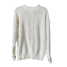 Vintage Cream White Cable Knit Fisherman  s Sweater