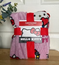 BRAND NEW GEORGE HOME Hello Kitty Pink Fleece Blanket - 150cm x 100cm