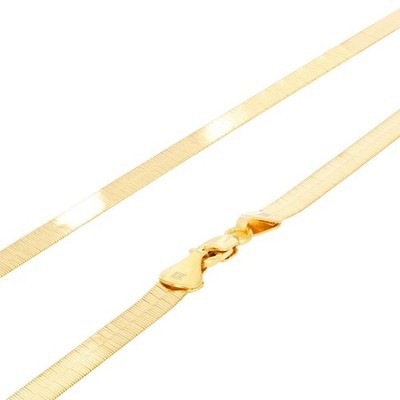 10K Yellow Gold Solid 3mm-9mm Flat Herringbone Chain Necklace Women Men 16''- 24''