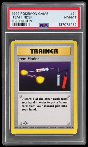 1999 Pokemon Base Set Item Finder #74 PSA 8 1st Edition NM-MT