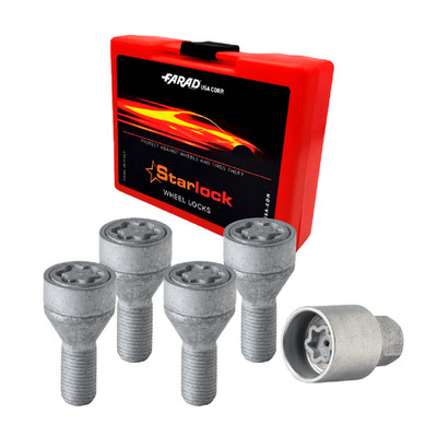 Wheel Lock Kit for BMW 3 Series M14X1,25 Bolt Galvanized Silver 4Locks & 1Key