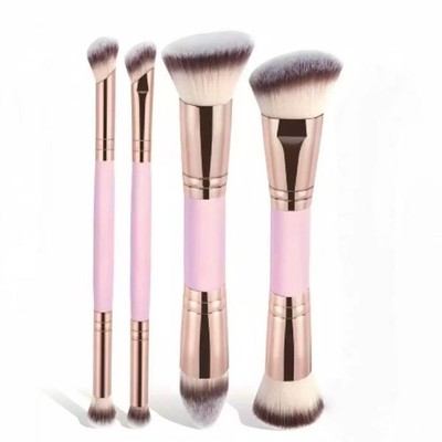 4-teiliges Make-up Pinsel Set doppelseitig Kunstfaser weich für Foundation Roug