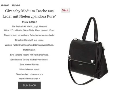 Givenchy Pandora Schultertasche Medium Schwarz Leder Gebraucht Authentisch