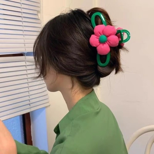 Large Hair Clip Grasping Clip Plastic Crab Hair Clips Flower Hairgrips Women - Picture 3 of 7