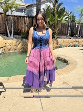 Sleeveless Gradient Maxi Dress With Lace Up Front Standard Size