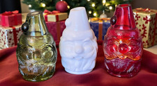 Fenton Fairy Lamp Set Of 3 Santa Claus Amberina Milk Glass Avocado Excellent!