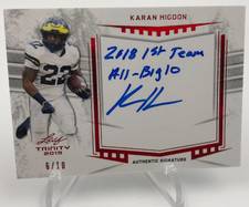 KARAN HIGDON ROOKIE AUTO Card 2019 Leaf Trinity RARE/10 INSCRIPTION MICHIGAN