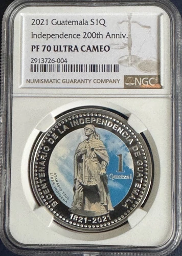 2021 Guatemala Silver 1 Quetzal 200th Anniversary Of Independence NGC PF70 UCAM