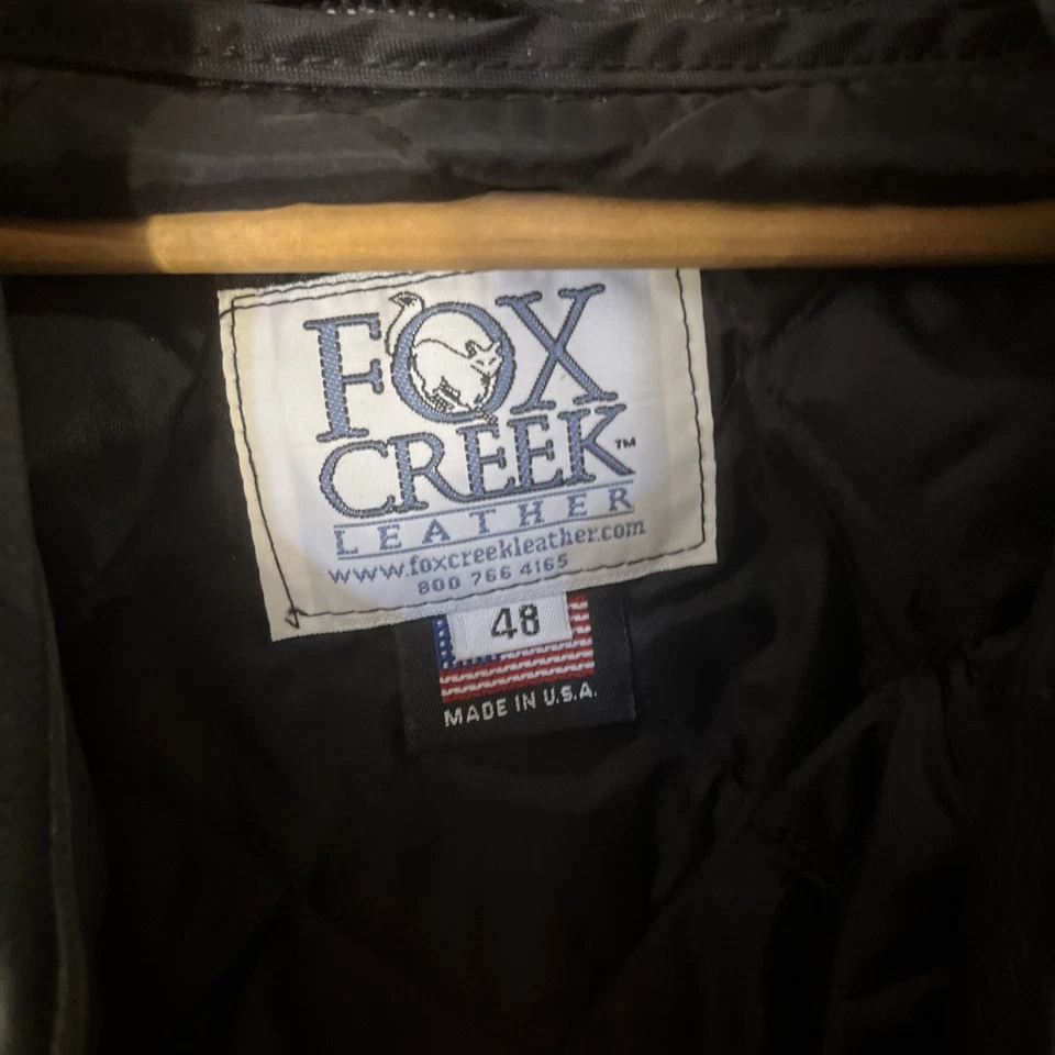 Fox Creek Leather Jacket 48 Motorcycle Coat - Image 2 of 4