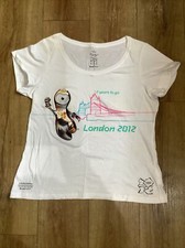 London 2012 Olympic Games T Shirt UK14 White Graphic Mascot & London Landscape