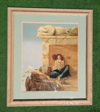 Fantasy Magic Surrealism Ballerina w/Cat & Gargoyle Framed Double Mat Art Print