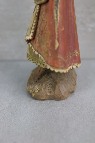 RARA Antica Statua Bambino di Praga Legno Intagliato 5,75" JHS Gesù Dipinto Bellezza - Foto 13 di 24