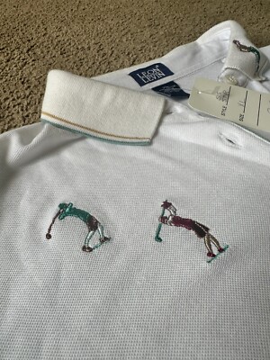Leon Levin Women's Golf Polo XL 100% Cotton Vintage White Embroidered 23x26.5