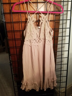La Miel BLUSH Boho Crochet Lace Trim Slip Tiered Hem Mini Dress EUC | eBay La Miel BLUSH Boho Crochet Lace Trim Slip Tiered Hem Mini Dress EUC | eBay