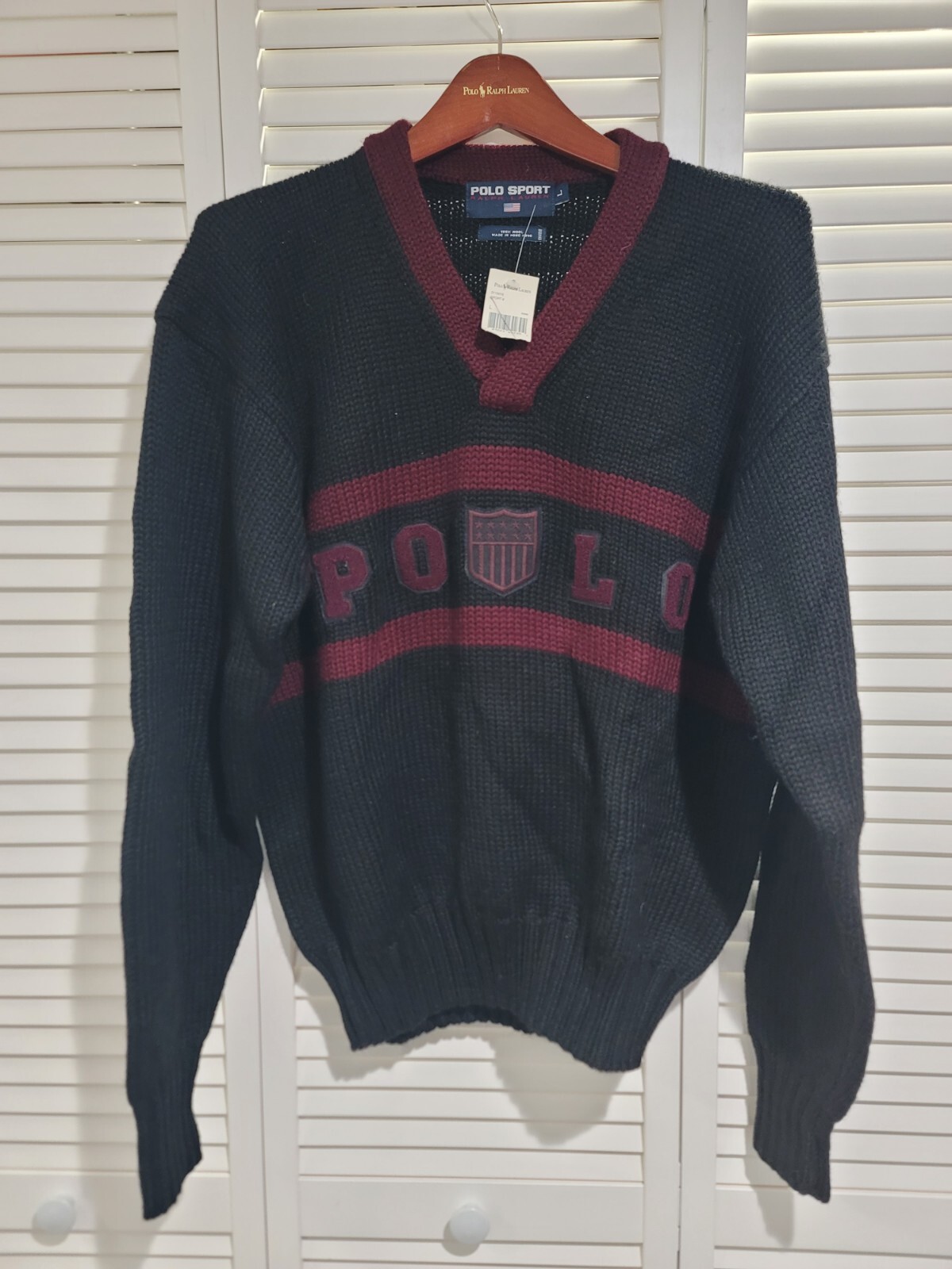 Vintage Polo Ralph Lauren Snowbeach P Wing Stadium Rare 1992 Bear Sweater Size L