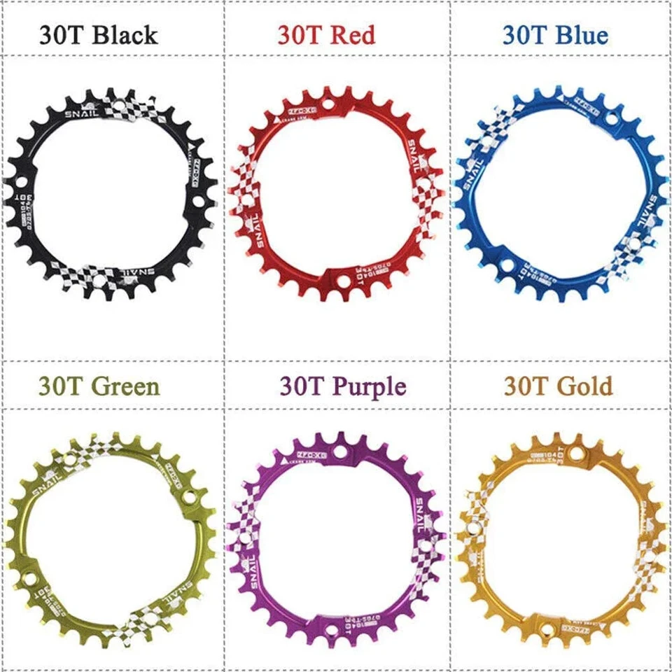 MTB Crankset Chainring 104bcd 30T Round Narrow Wide Mountain Bike Tooth Plate - Image 3 of 4