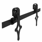 CCJH Sliding Barn Door Hardware Kit – 5-12FT Adjustable, Soft Close, Antique Black For Single/Double Doors