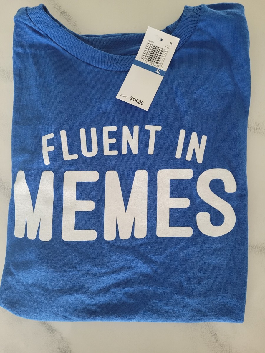 Fluent in Memes XL T- Shirt Blue Boy's 14/16 NWT