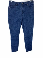 H by Halston Regular Premier Denim Crocodile Print Ankle Jeans Indigo Size 12 