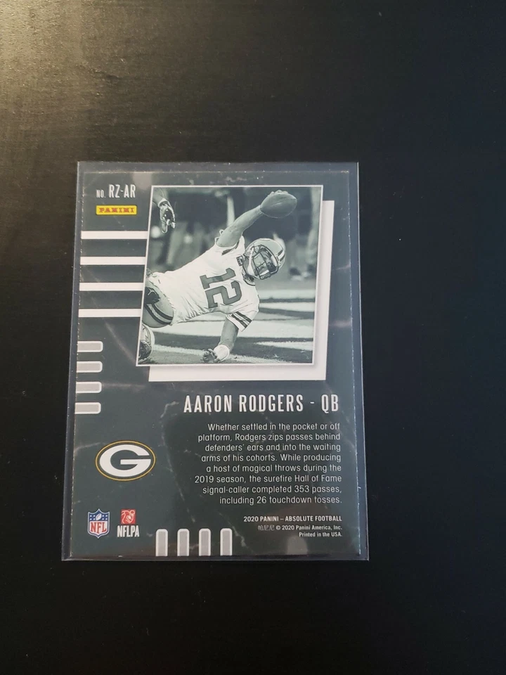 2020 Panini Absolute Football #RZ-AR Aaron Rodgers Red Zone GREEN BAY PACKERS - Image 2 of 2