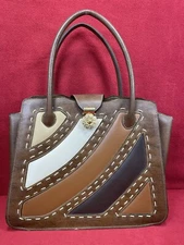 Vtg MCM Stylecraft Miami Brown Faux Leather Patchwork Shoulder Bag Purse $$$