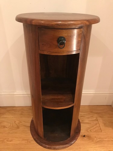 Indian Oak Solid Wood Lamp Table With Drawer Shelf Excellent Condition
